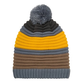 Winter-Strickmütze Bommel Colorblock