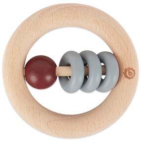 Holz Beißring mit Silikonball Rund - ab Geburt