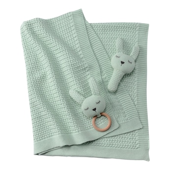Babydecken-Set mit Häschen Greifling 80x100 cm