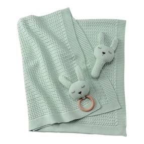 Babydecken-Set mit Häschen Greifling 80x100 cm