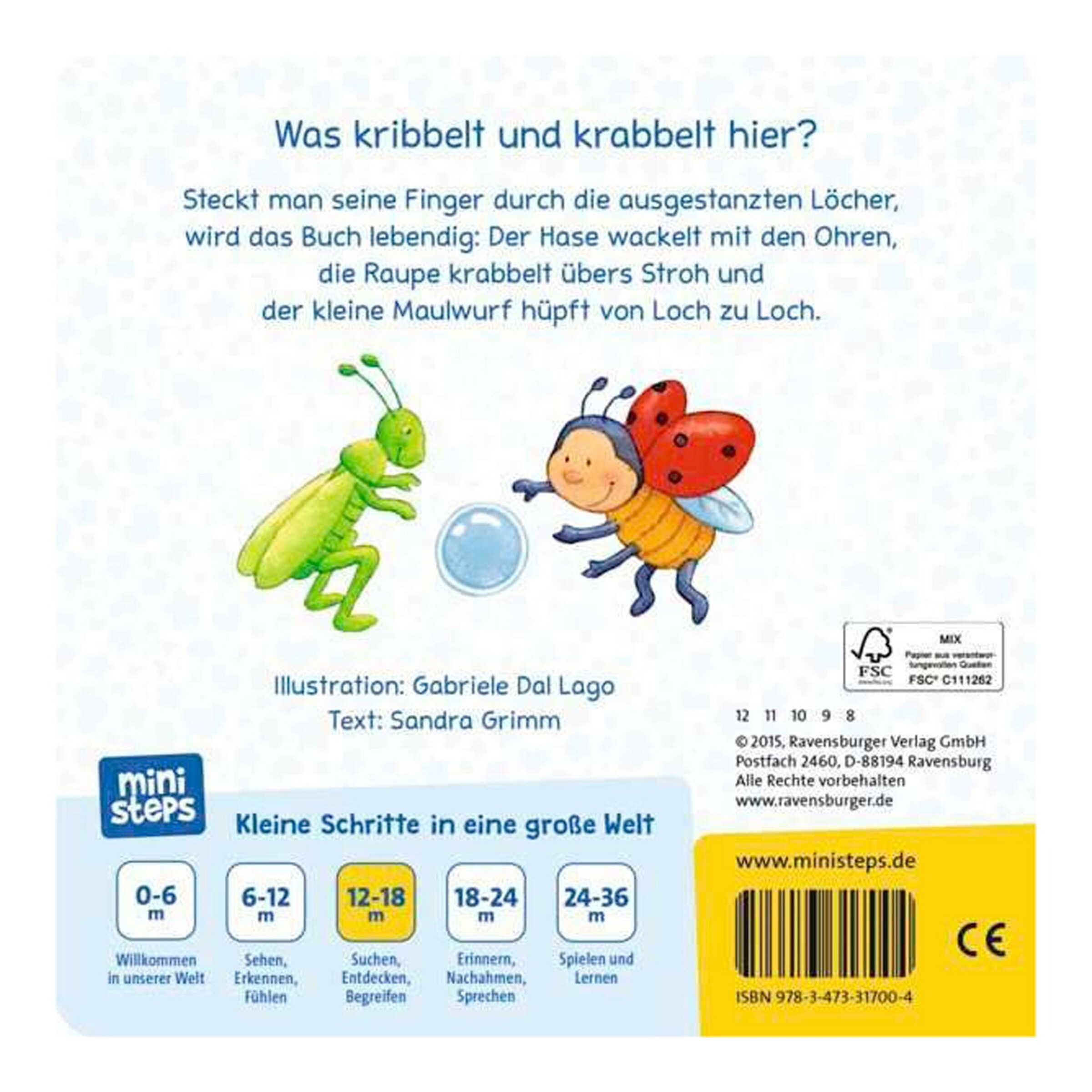 Ravensburger - MINISTEPS - Pappbilderbuch Lustige Kribbel-Krabbel Tiere ...