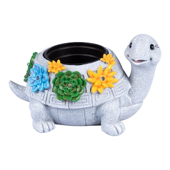 Pot de fleurs solaire à LED tortue «Mimi»
