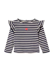 Baby Shirt mit Volants und Herz-Stickerei, Ripp