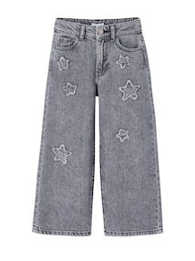 Weite Mädchen Jeans mit Sternen, Bundweite verstellbar