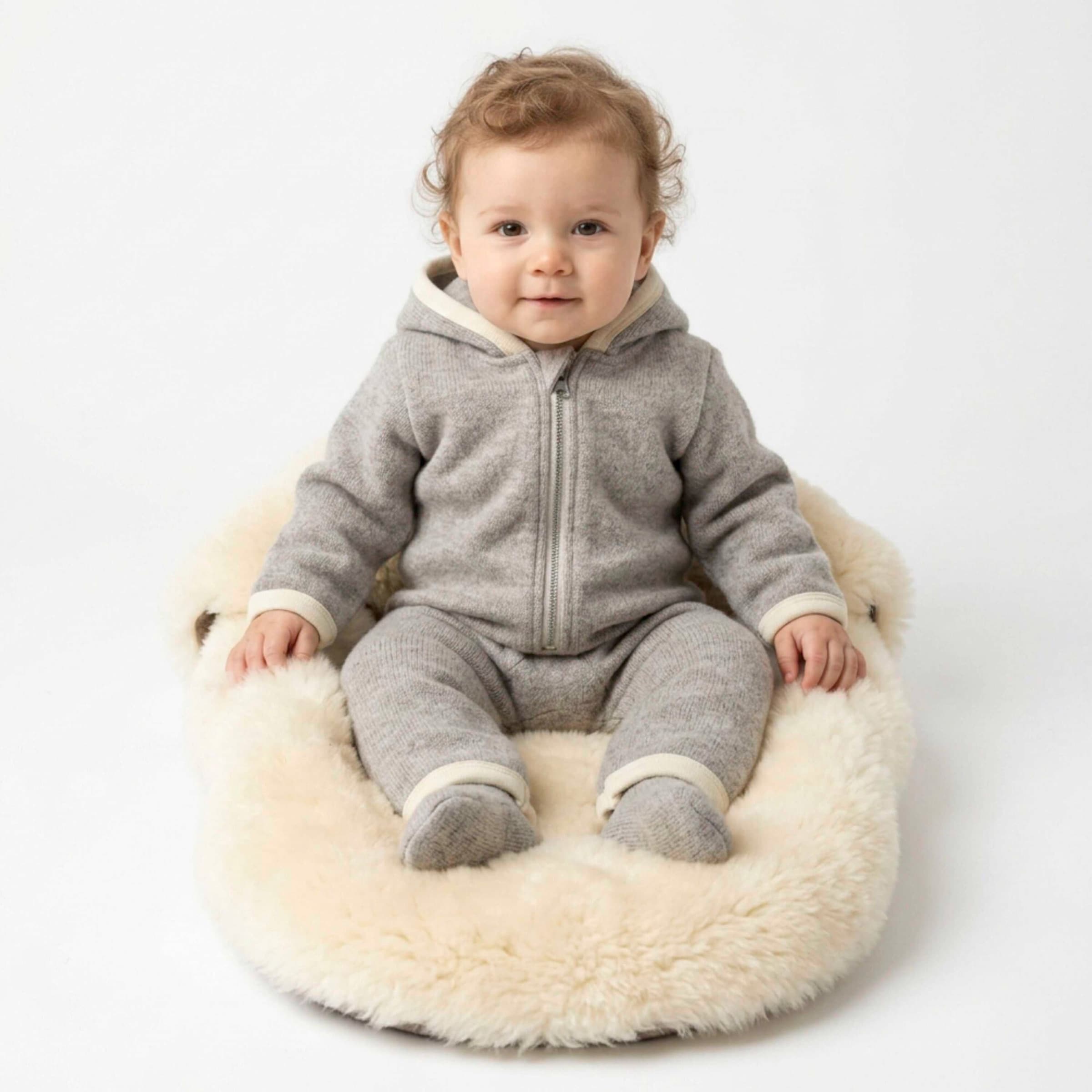 Kaiser Wollwalk-Overall mit Kapuze und Klappbündchen