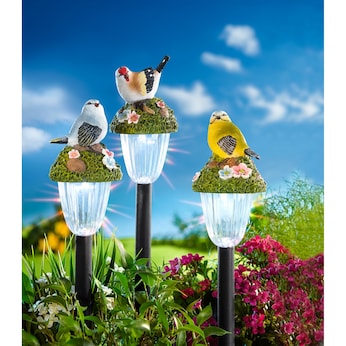 LED-Solar-Leuchten „Vogel“, 2 Stück + 1 Stück gratis