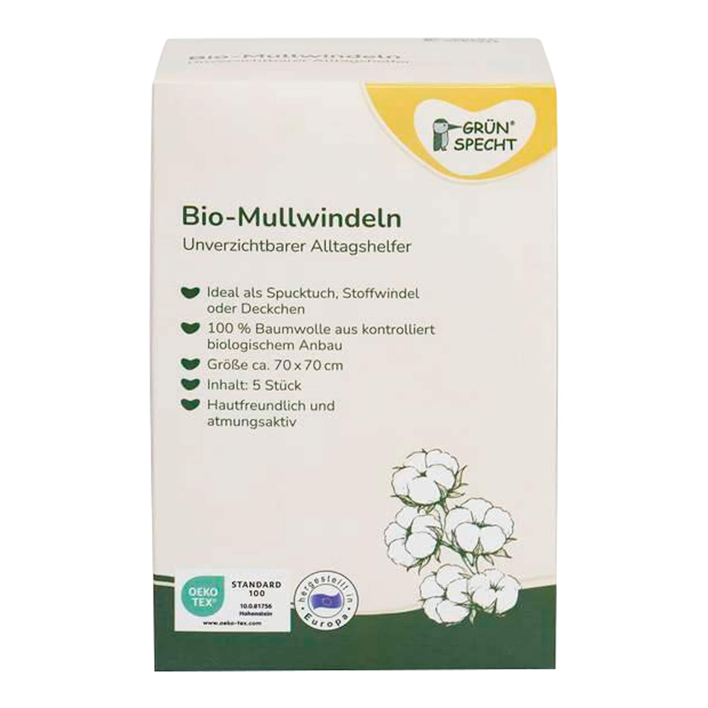 Grünspecht 5er-Pack Bio-Mullwindeln