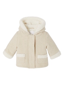 Baby Mantel aus Wollmix mit Glitzereffekt und Kunstfellfutter