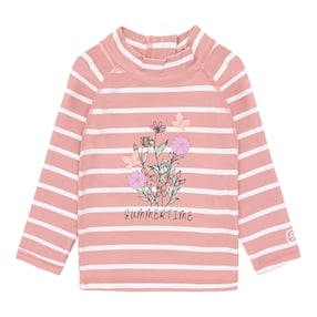 T-shirt de bain manches longues avec protection UV fleurs rayures