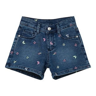 Jeans-Shorts Blumenstickerei
