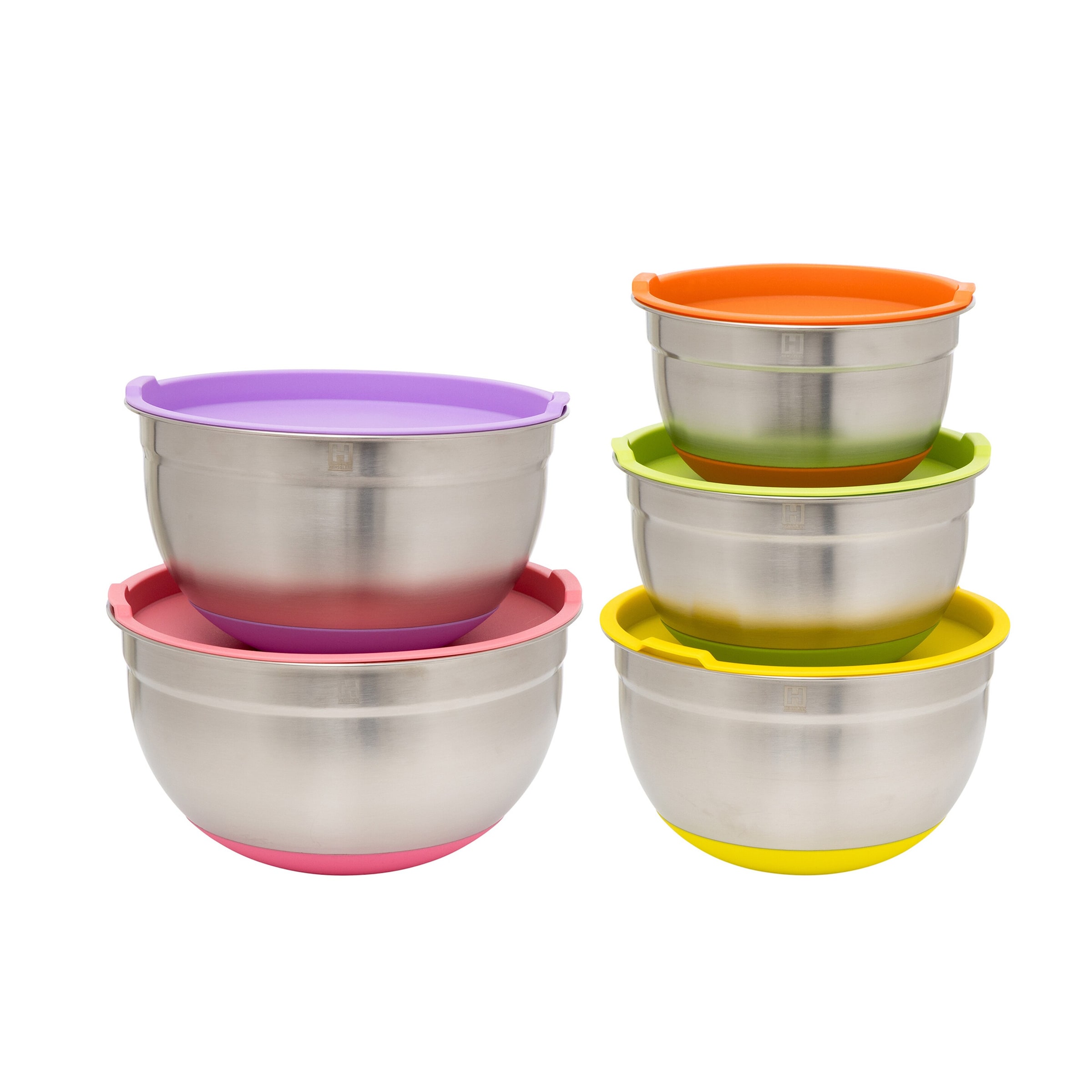 Schüssel-Set,  Edelstahl mit Silikonboden, 5-teilig