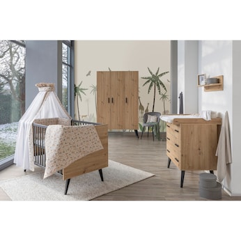 3-tlg. Babyzimmer Morris Oak mit 3-türigem Kleiderschrank