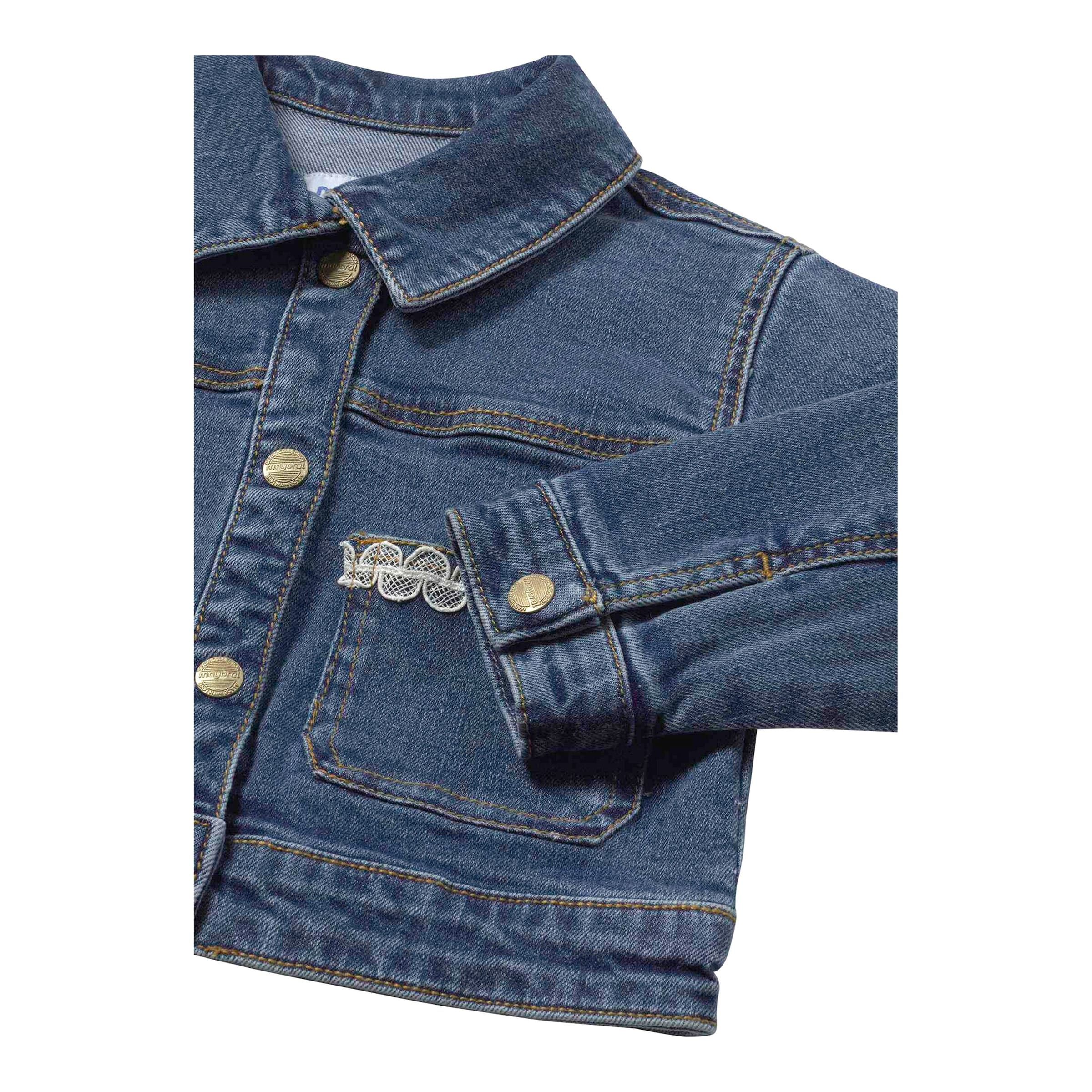 Jeansjacke mit Spitze