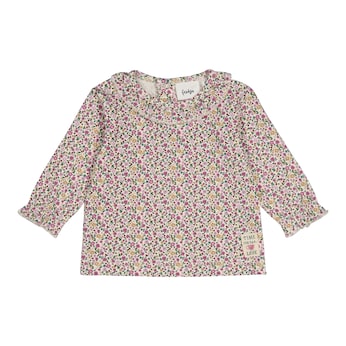 Shirt langarm mit Rüschenkragen Blumen