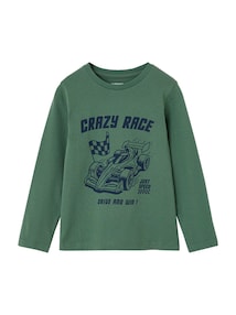 Langarmshirt mit Print Jungen, Baumwolle BASIC