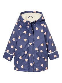 Warme Regenjacke mit Kapuze & Teddyfleece-Futter Mädchen