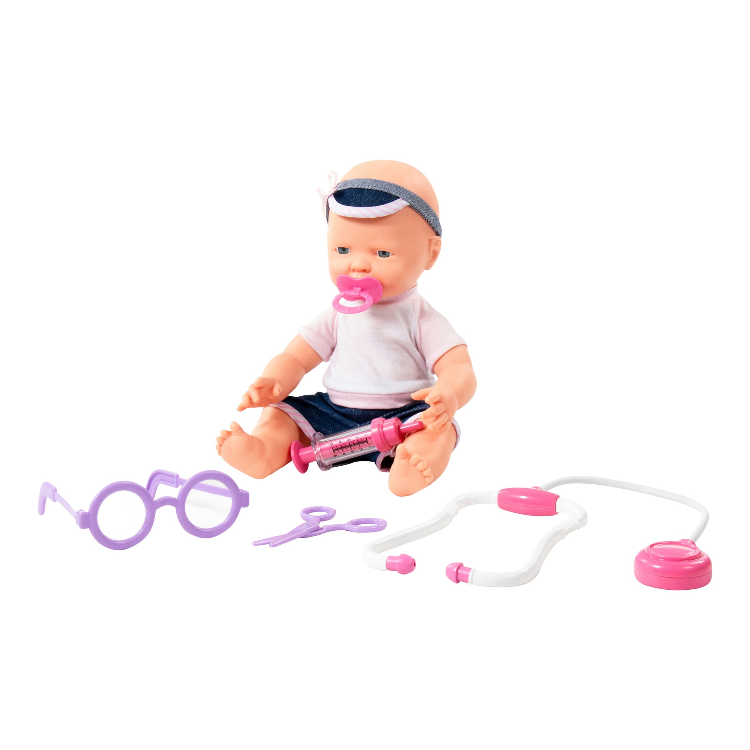 Polesie Puppe Fröhliches Baby 35cm mit Schnuller & Doktorset