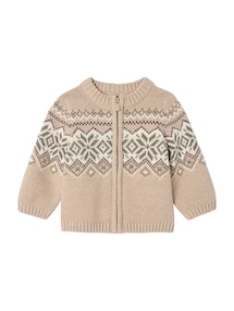 Baby Strickjacke mit Reißverschluss und Jacquardmuster