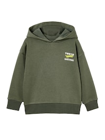 Jungen Kapuzensweatshirt mit Print, Recycling-Polyester BASIC