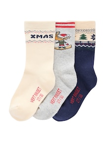 3er-Pack Weihnachts-Socken in Bouclé-Strick, Kinder