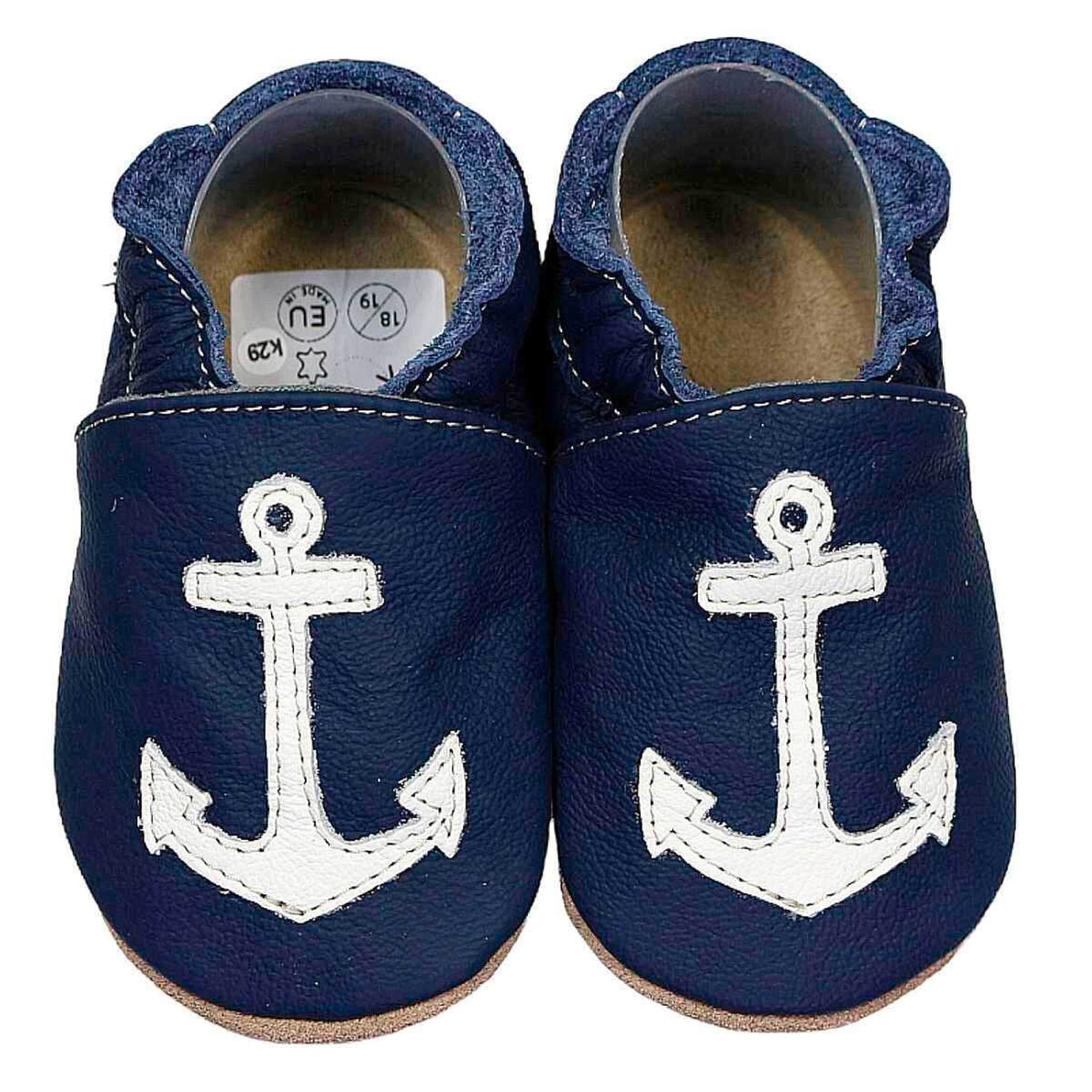 Hobea-Germany Krabbelschuhe Anker auf dunkelblau