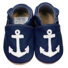 Krabbelschuhe Anker auf dunkelblau