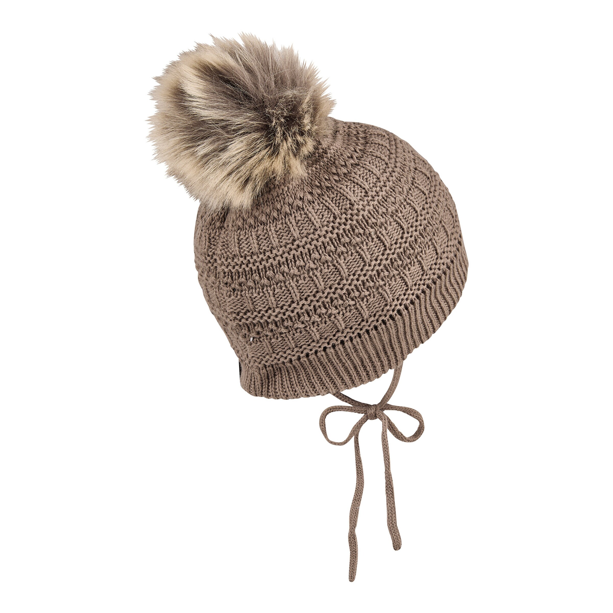 Winter-Strickmütze mit Bommel Fake Fur