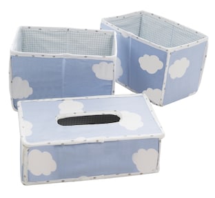 3er Set: Feuchttuchorganizer, 2x Windelbox Kleine Wolke blau