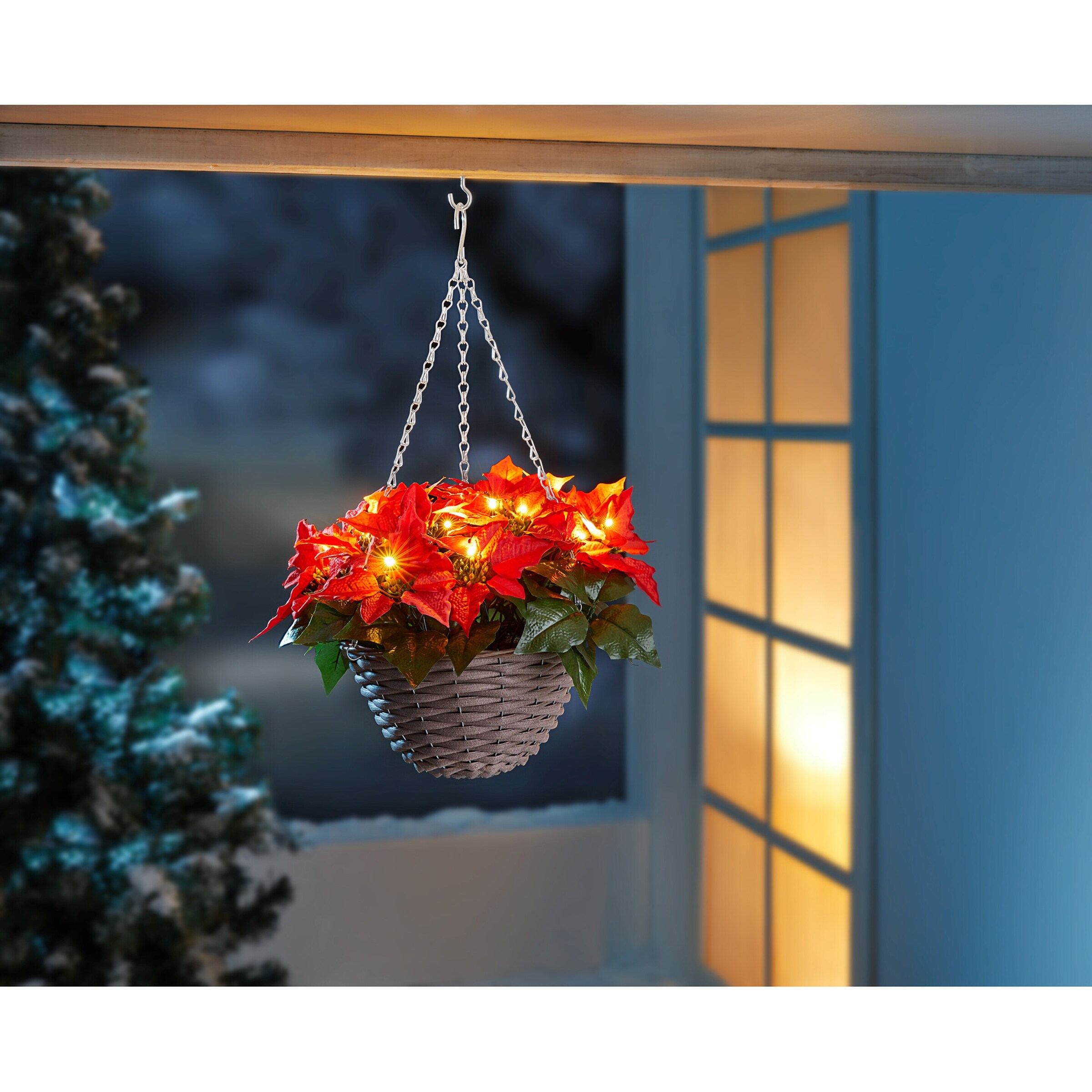 LED-Hängekorb „Weihnachtsstern“