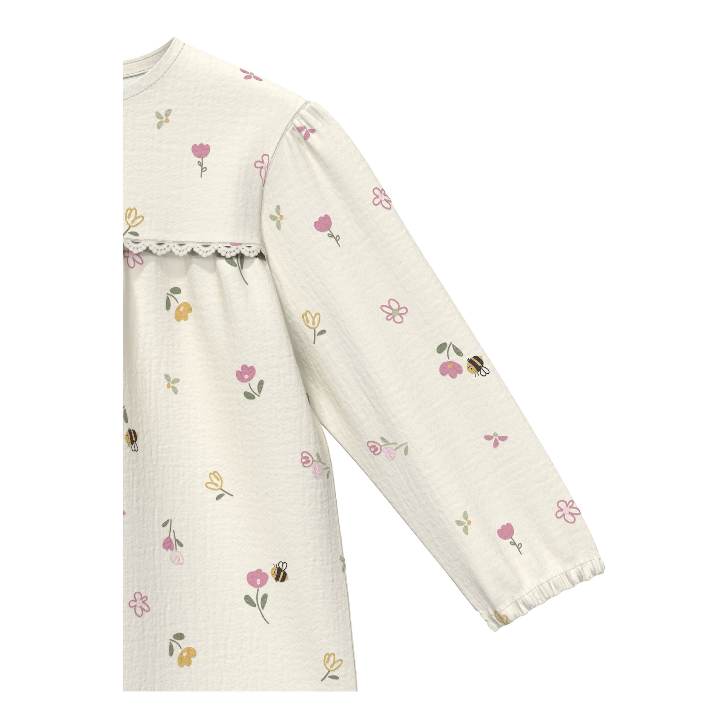 Musselin-Bluse Blumen Bienen