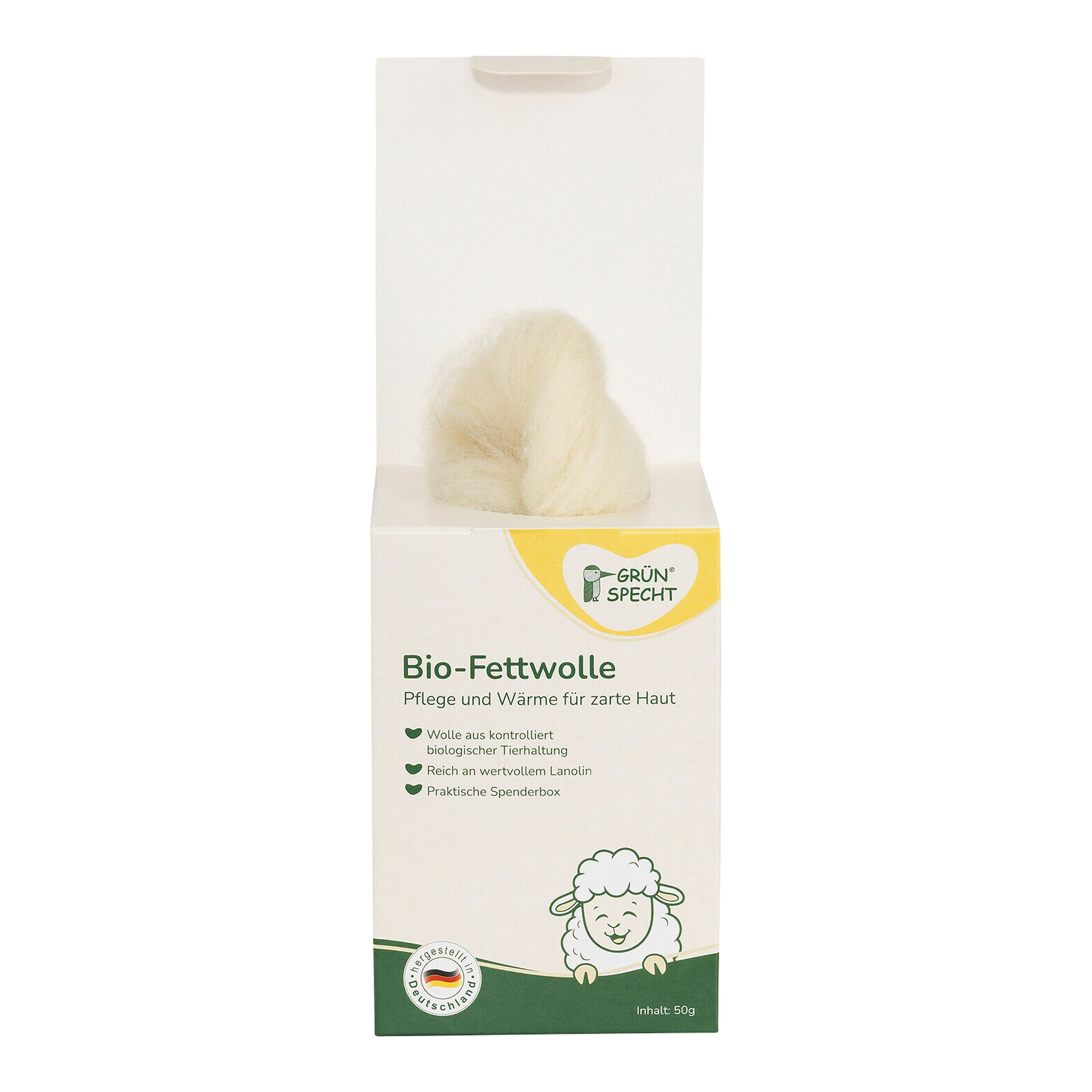 Grünspecht Bio-Fettwolle, 50g