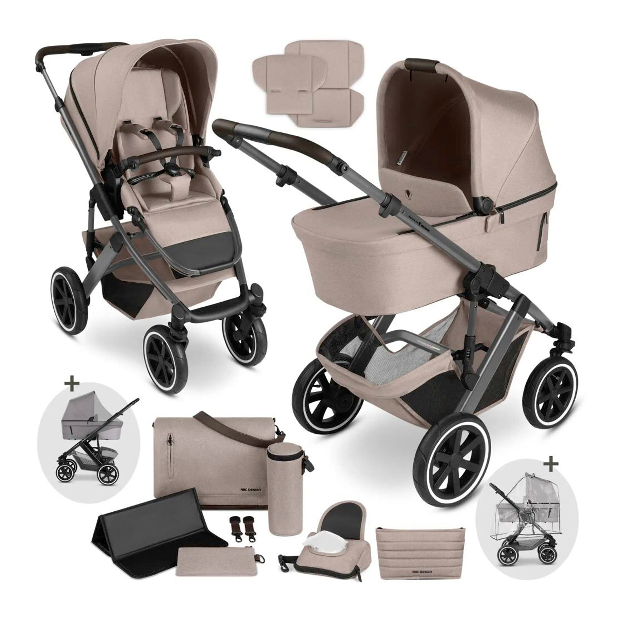 Abc Design Kombikinderwagen Salsa 5 Air inkl. Wickeltasche, Moskitonetz und Regenschutz beige
