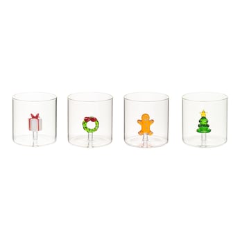 3D-Gläser-Set „Weihnachten“, 4 Stück je 350 ml