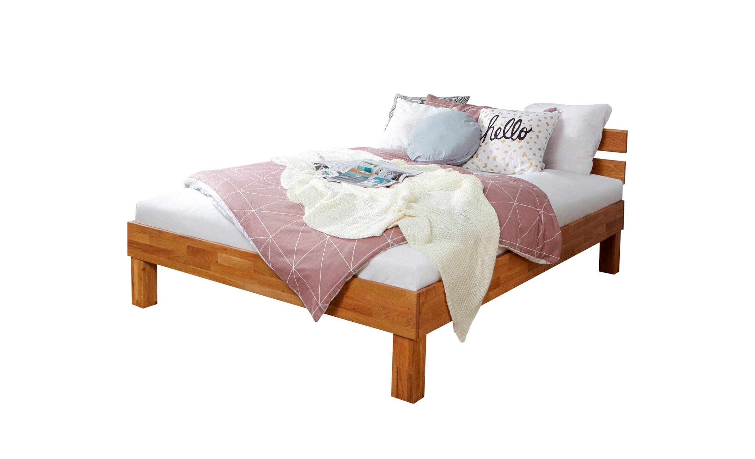 Ticaa Eiche Bett "Luis" massiv Einzelbett Futonbett Doppelbett