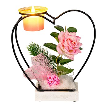 Photophore pour bougies chauffe-plats LED «roses»