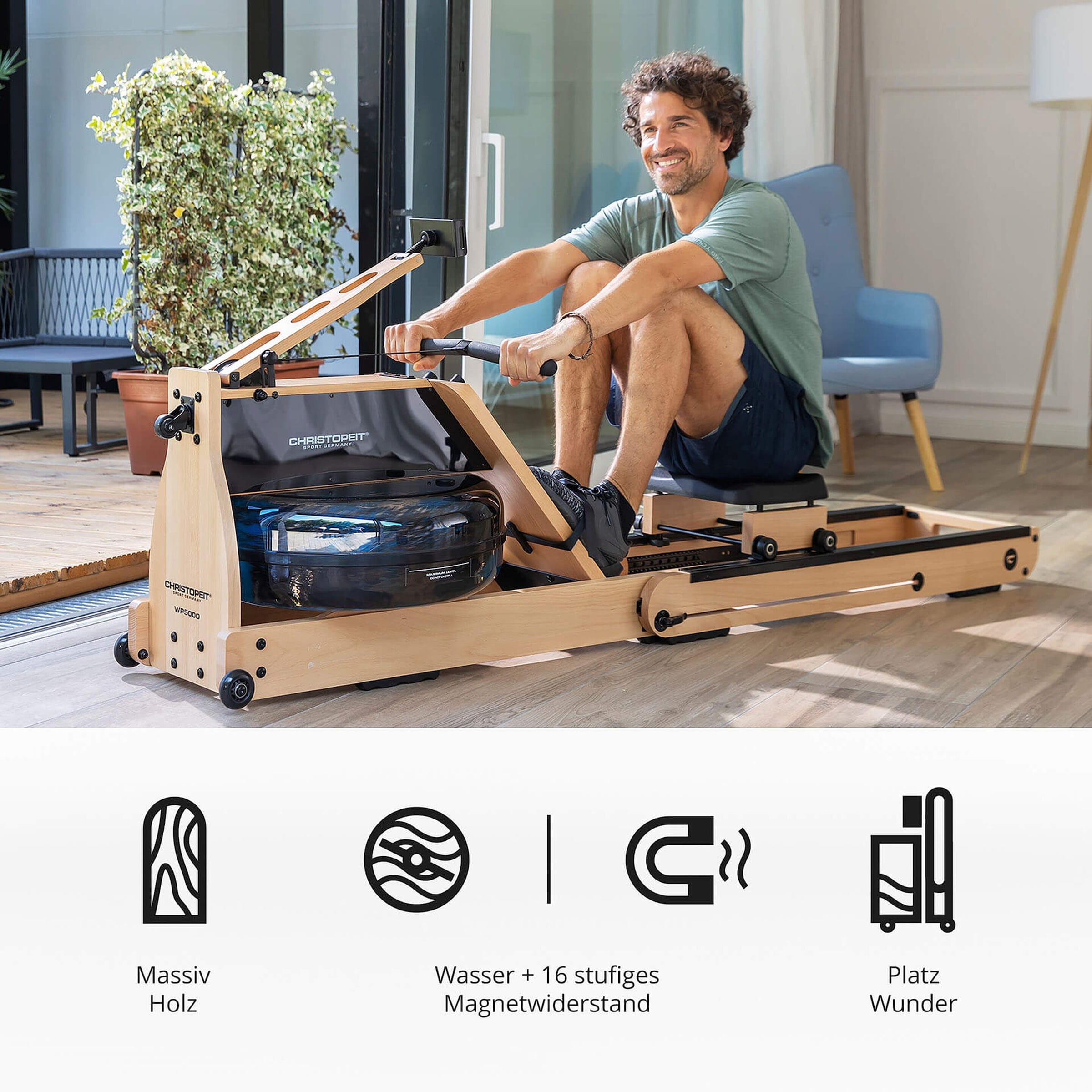 CHRISTOPEIT SPORT Holz - Wasserrudergerät WP 5000