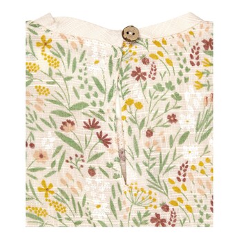 Kleid kurzarm Leinenoptik Blumen