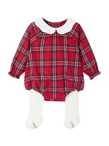 Baby Weihnachts-Set: Strampler aus Flanell & Strumpfhose, vertbaudet x
