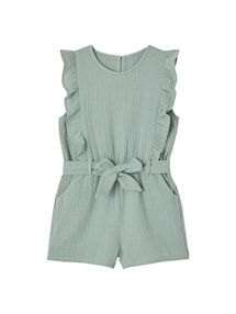 Kurzer Mädchen Jumpsuit mit Volants, Musselin