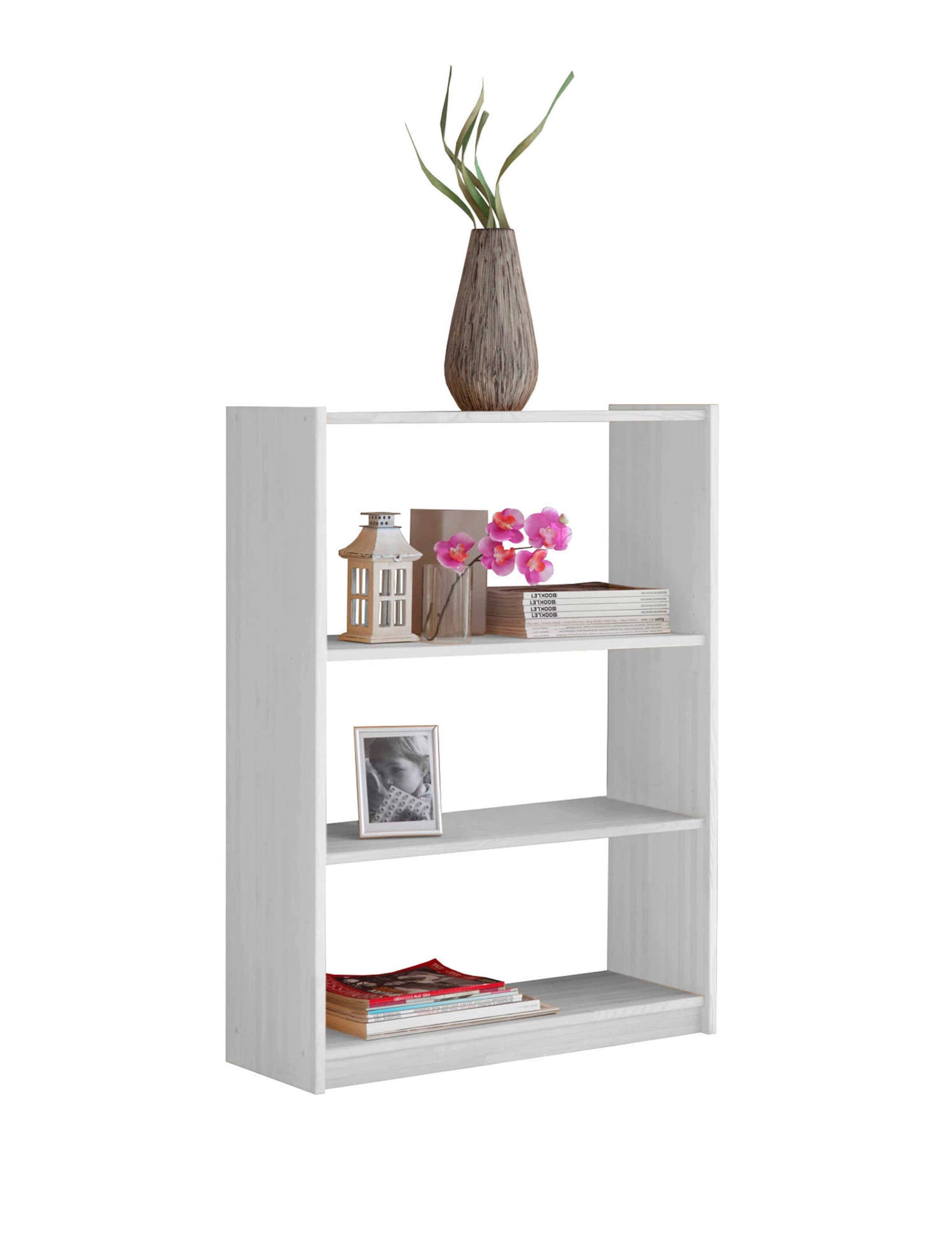 Ticaa Standregal Bücherregal Kiefer Weiß, verschied. Größen