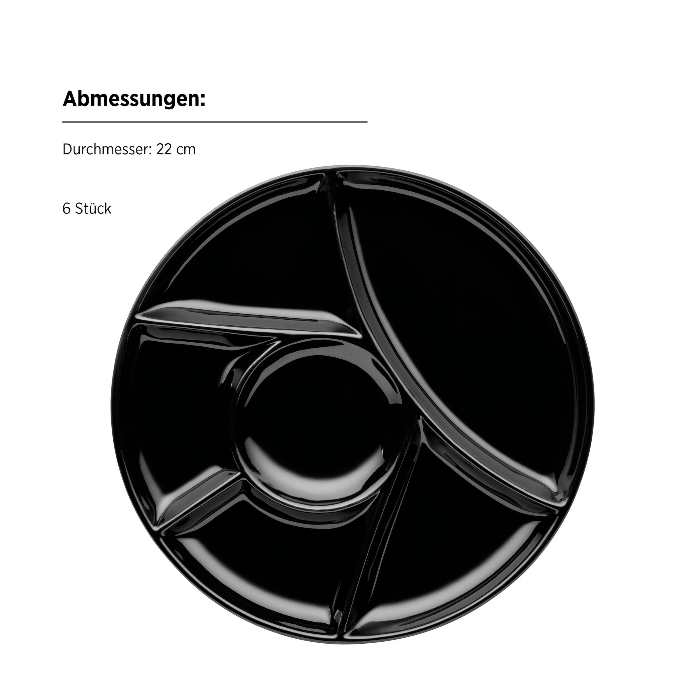 Mäser Fondueteller Set, Porzellan - Schwarz