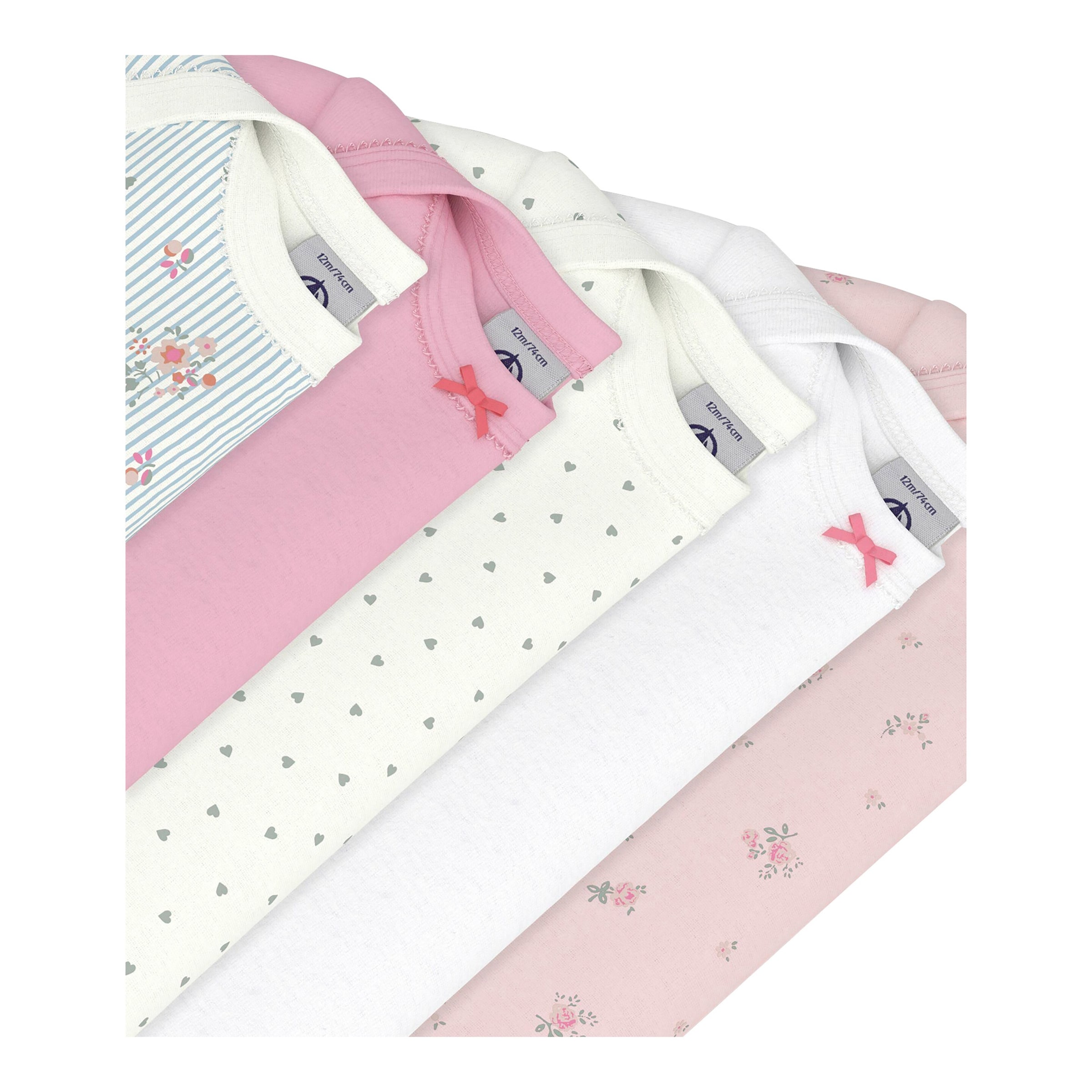 5er-Pack Bodys kurzarm Blumen Herzen