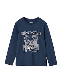 Langarmshirt mit Print Jungen, Baumwolle BASIC