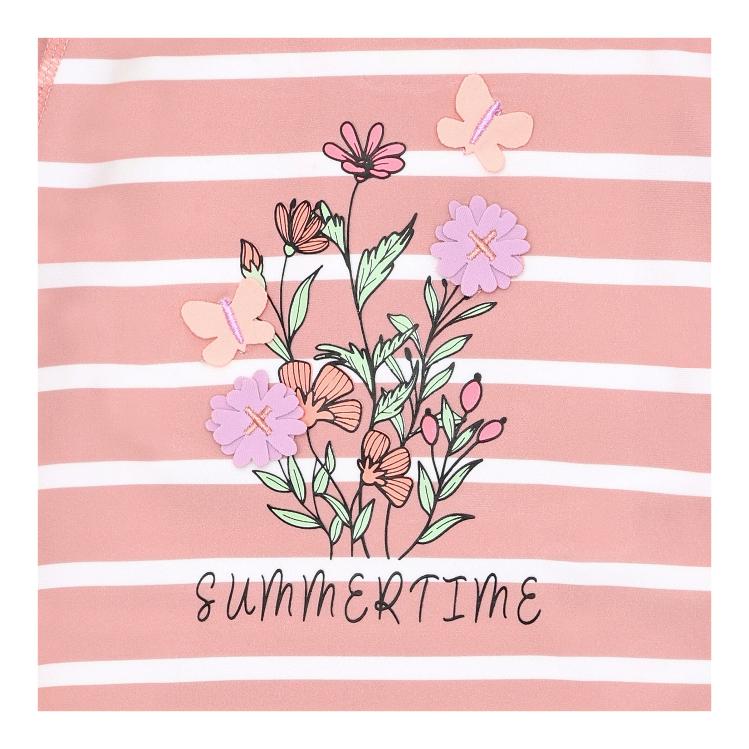 Badeshirt langarm mit UV-Schutz Blumen Ringel