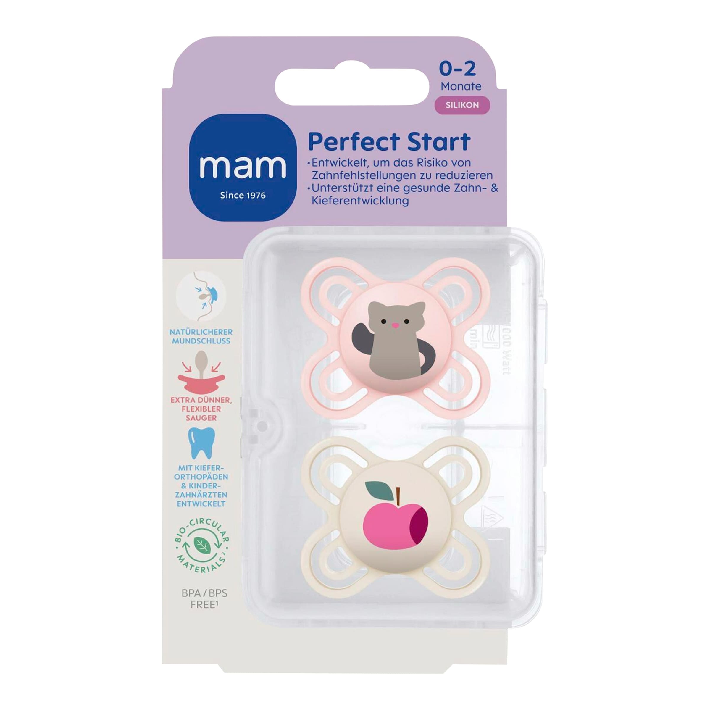 Mam 2er-Pack Schnuller Perfect Start Silikon, 0-2M