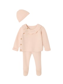 Baby-Set: Strickjacke, Hose & Mütze