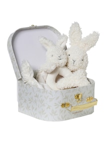 Baby-Set: Hasen-Schmusetuch & Rassel
