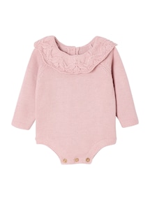Baby-Set aus Strick-Einteiler mit Bubikragen und Strumpfhose