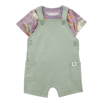 2-tlg. Set T-Shirt und Latzhose kurz Dinos