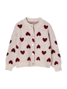 Mädchen Cardigan mit Jacquard-Herzen und Recycling-Polyester